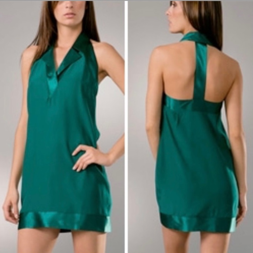 Emerald Green Silk Mini Dress Xs